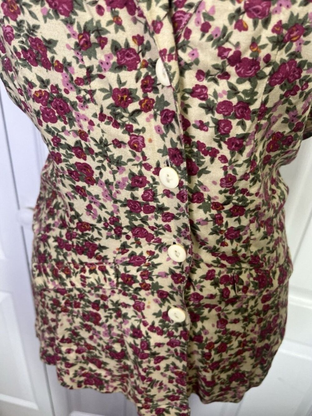 Vintage 90's Pinky Company Floral Button Blouse Sz S Sleeveless Cottagecore - Picture 3 of 10